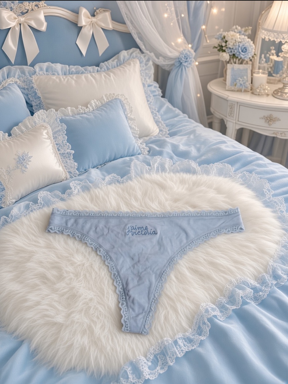 Victoria’s Secret - “j’aime victoria” Soft Sky Blue Thong